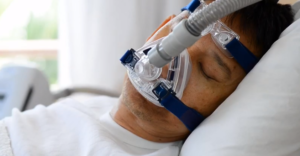 patient wearing CPAP device